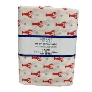 1 YD New Emma & Mila 36" X 44" Summer Lobsters and Stars Quilting Cotton Fabric